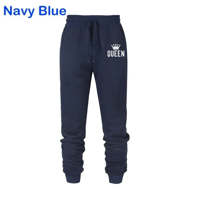 Queen Letter Printed Women Men Sweatpants Long Pants Jogger Trousers Womens