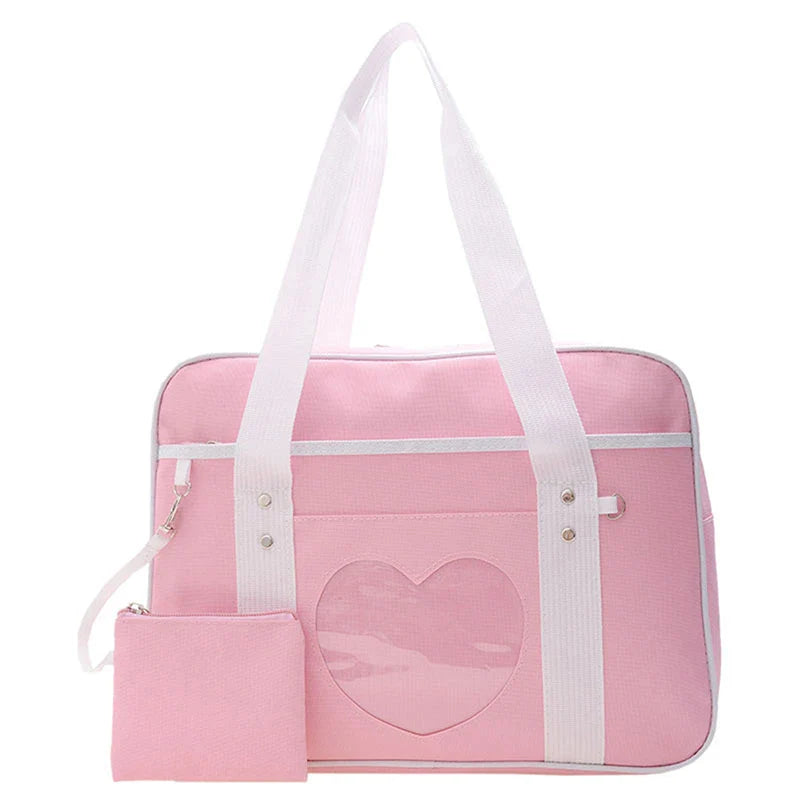 Japanese Lolita Heart JK School Uniform Bags Fashion Women Oxford Women Student PU Handbag Cosplay Anime Shoulder Bag