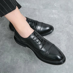 Handmade Mens Wingtip Oxford Shoes Grey Genuine Leather Brogue Men's Dress Shoes