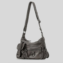 Vintage Multiple Pockets Women Shoulder Bags Luxury Washed Pu Leather