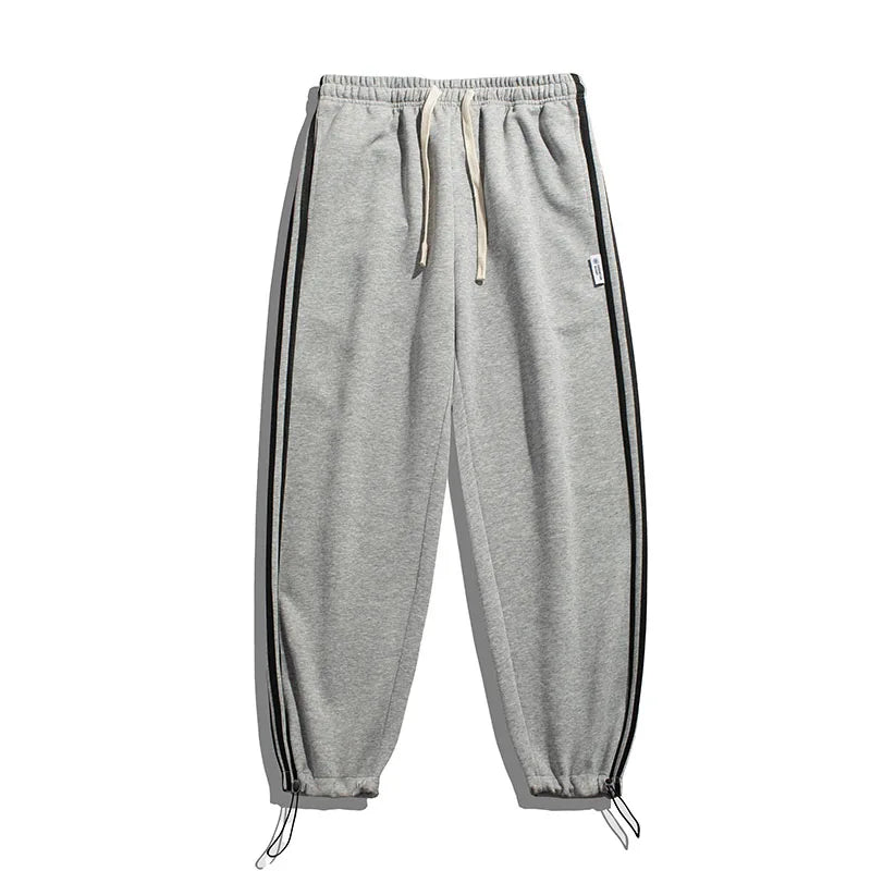 Male Stripe Casual Sweatpants Streetwear Black Brown Jogger