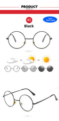 VIVIBEE Photochromic Mens Blue Light Blocking Glasses Retro UV400 Anti Glare Round Color Changing Sunglasses Computer Shades