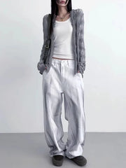 Deeptown Harajuku Zip Up Hooded Cardigan Women Japanese Y2k Style Hollow Crop