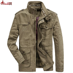 Autumn winter Jacket Men Pure Cotton Business Casual Cargo Jackets Army Military