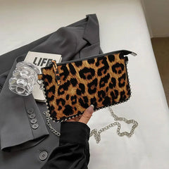 Leopard Crossbody Bags For Women Fashion Chain Mobile Phone Purse Travel