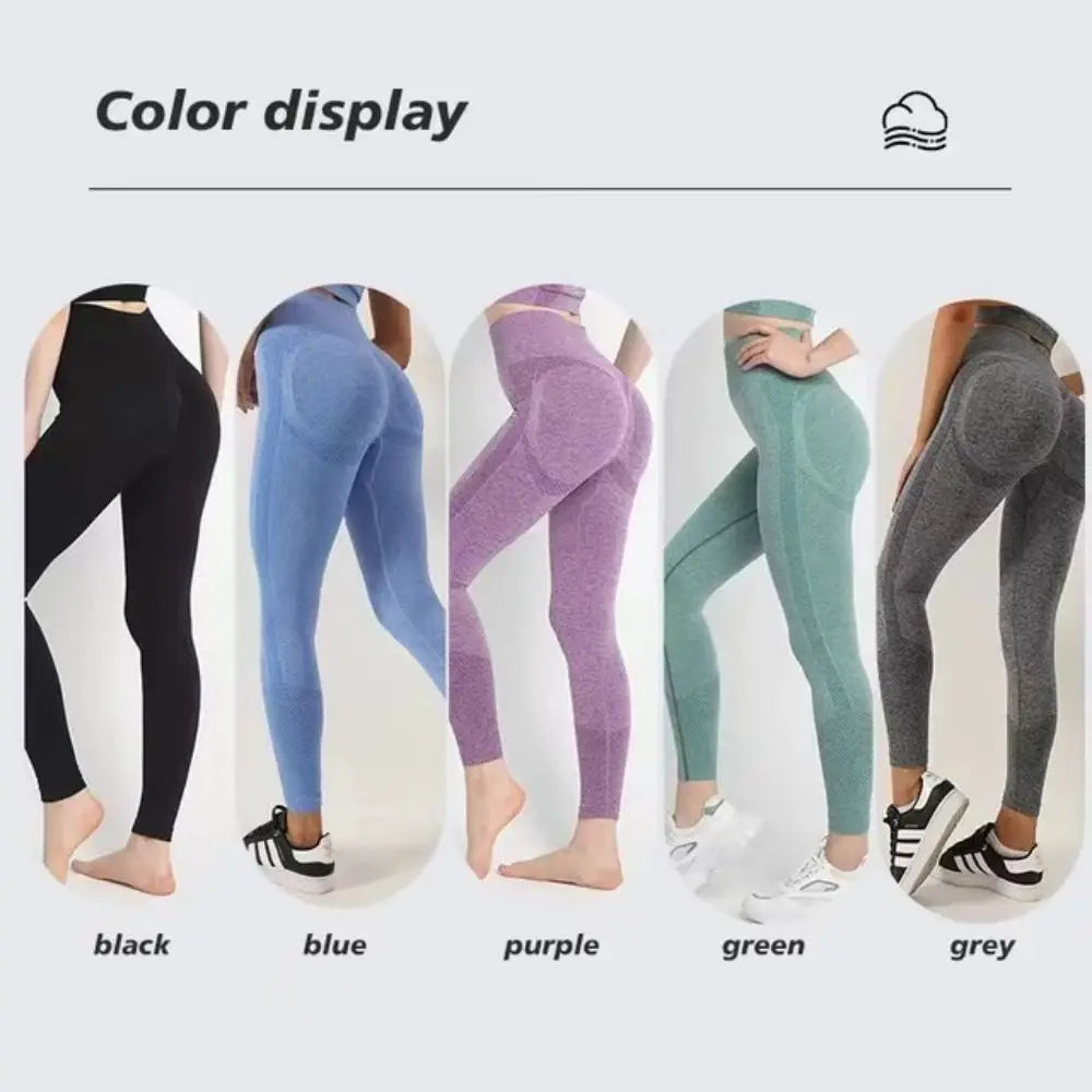 Fitness Women Sport Seamless Leggings High Waist Elastic Solid Yoga Leggings Gym