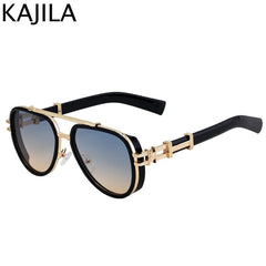 Sunglasses Men Brand Oval Metal Frame Steampunk Sunglasses