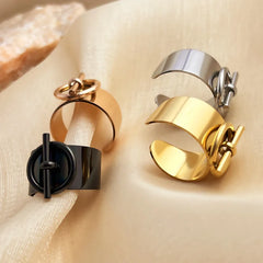 Stainless Steel Ring for Women Opening Adjustable Hip Hop Geometric Chain