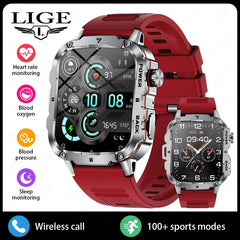 LIGE 2025 Rugged Military Smart Watch Men Outdoor Watches lP68 Waterproof 1.95" Al Voice BT Call Man Smartwatch For Android IOS