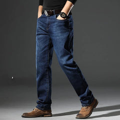 Baggy Straight Jeans for Men Classic Mens Cowboy Pants Regular Trousers Denim