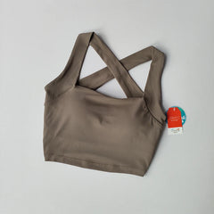Cross Back Sports Bra for Women with Wide Shoulder Straps Fitness Bra