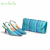 Matching Shoes and Bags: Teal Color Pointed Toe Ladies Shoes