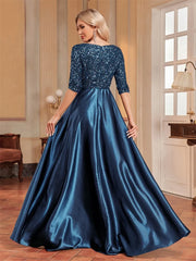 Homecoming Dresses: Sequins Evening Dress Women Satin Prom Party Gown