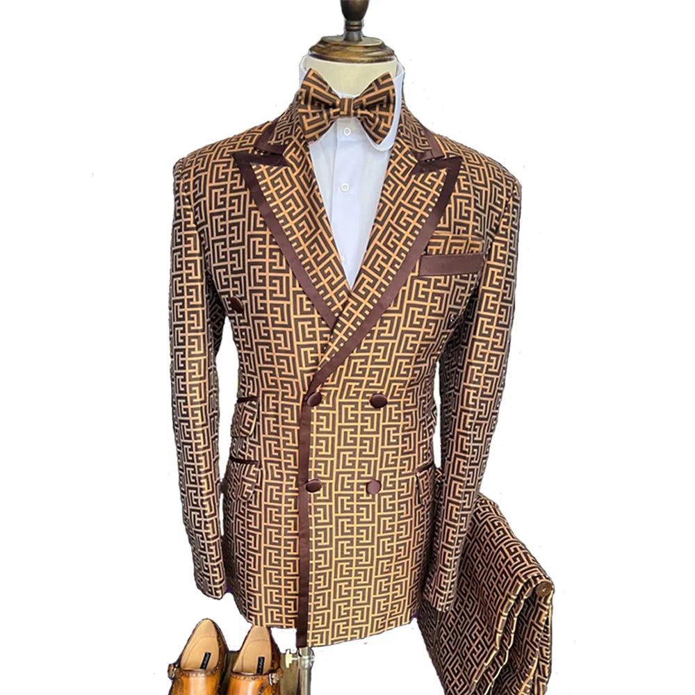 Tuxedo for Mens: Blazer Sets Double Breasted Suits Latest Coat Pant Terno Masculino