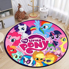 My Little Pony Printed Round Carpet for Living Room Rugs Camping Picnic Mats Flannel