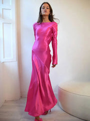 Formal attire Dresses: Evening Dress Backless Long Sleeve Solid Split Lady