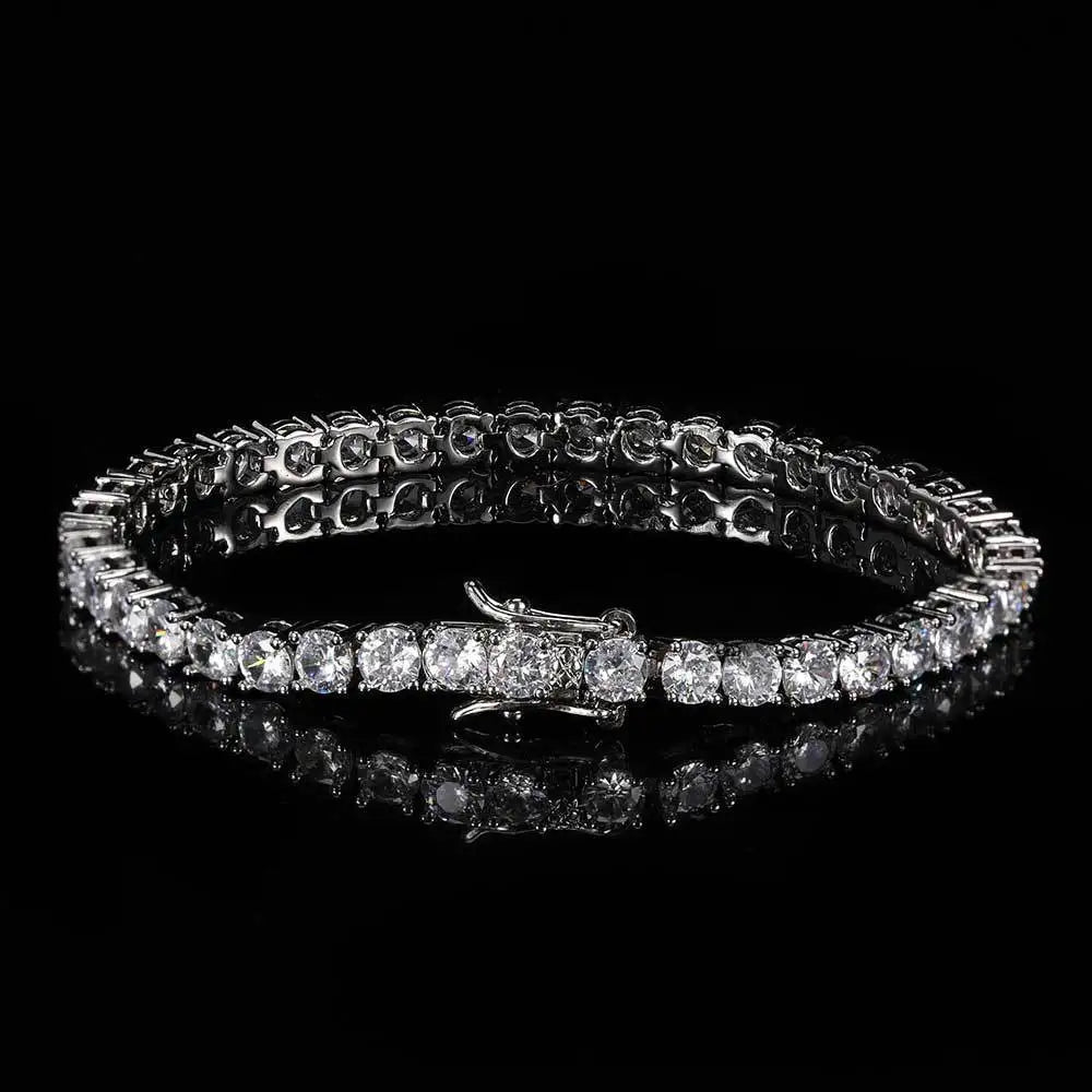 Luxury Hiphop IED Out 3mm 4mm 5mmTennis Bracelet Full Diamond 925 Silver Plated Wedding Party Jewelry Bracelets for Women Man