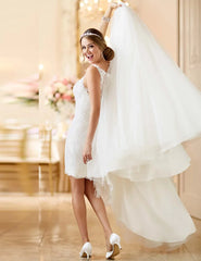 White Bridesmaid Dresses: Wedding Dress With Detachable Skirt See Through Back