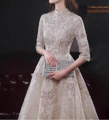 Homecoming Dresses:Prom Dresses Half Sleeves Lace Beaded Elegant Formal