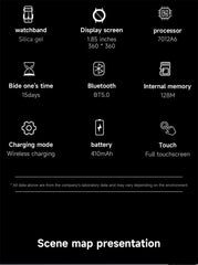 BOXUXING 1.85-inch Smart Watch Men Sport Waterproof Fitness Heart Rate Watches Compass GPS Track NFC Bluetooth Call Smartwatch