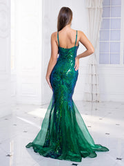 Homecoming Dresses: V Neck Sequined Mermaid White Wedding Party Dress