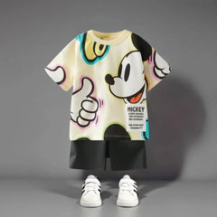 Boutique Children's Wear Mickey T-shirt + Shorts Kids 2 Piece Set Summer Clothing Loose Casual Short Sleeve Suit Boys Tracksuits