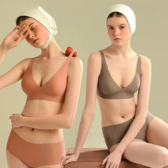 Bra and Panties No Wires Jelly Muscle Bra Comfortable Underwear Set for Women