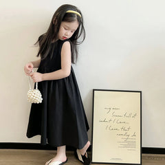 Girls' Sweet Princess Dress Sleeveless Patchwork And Ruffled Design Girl Baby