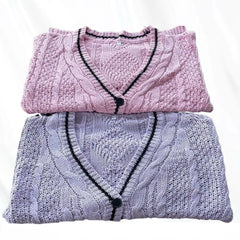 Blue Cardigan 1989 for Women's Autumn and Winter Bird Embroidery Special Knit