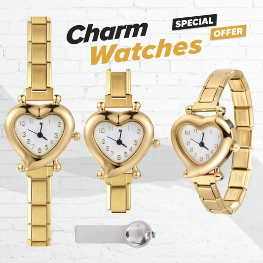 High Quality Fashion DIY 9MM Width Italian Elastic Charm Stainless Heart Shape Watch Bracelet Bangle for Friend Birthday Jewelry