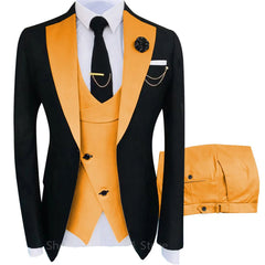 Suit Men's 3 Piece Fit Costume Homme Shawl Lapel Blazer Tuxedo Popular