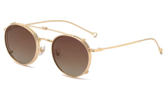 Sunglasses round frame men women metal sunglasses retro flip up eyeglasses