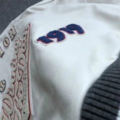 Men's spring and autumn baseball uniform Y2K retro trend leather jacket heavy