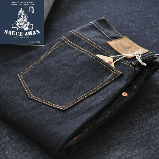 Mens Jeans Sanforized Selvedge Denim Jeans for man Indigo and Black Jeans