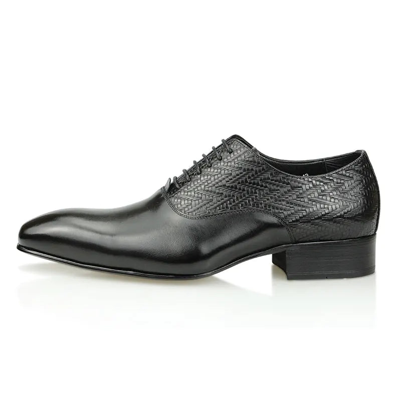 High Grade Black Leather Shoe Formal Office Oxfords Elegant Wedding Position