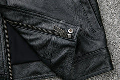 leather jacket casual denim leather coat leather coat PU washed leather, leather soft