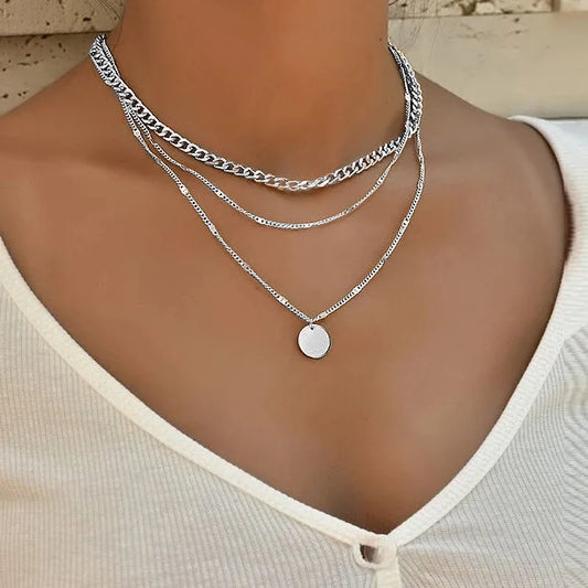 Vintage Necklace on Neck Chain Women's Jewelry Layered Accessories for Girls