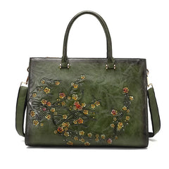 Vintage Embossed Women Shoulder Bag Leather Top-handle Bags Ladies