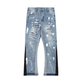 Contra Color Graffiti Painted Pantalones Hombre Baggy Jeans for Men Frayed