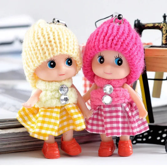 10 Pcs Kids Mini Doll Toys for Girls 8 Cm Cute Soft Plush Skirt Dolls Mobile Phone Pendant Handbag Decoration Random Color