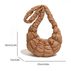 Bag Large Capacity Crescent Bag for Women's Solid Color Puffer Trendy Shoulder Bag