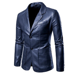 Men Slim Autumn Causal Vintage Leather Jacket Coat Men Design Motorcycle