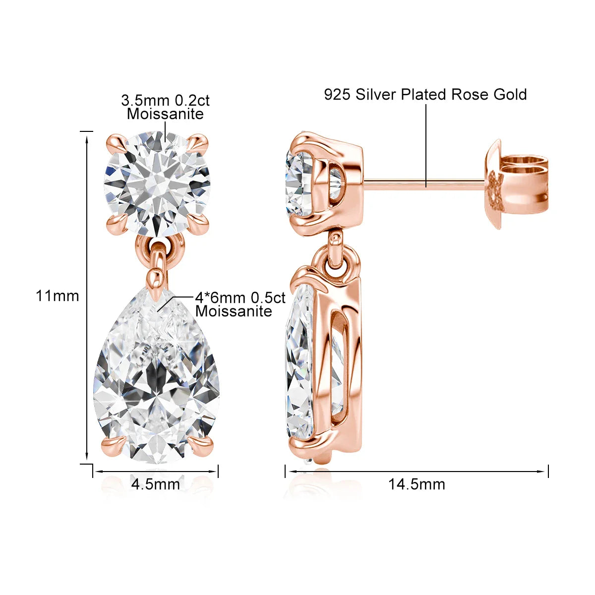 Waterdrop Full Moissanite Diamond Drop Earrings D VVS1 18k Gold Plated Pear Cut Earrings 925 Silver for Women Sparkling Jewelry