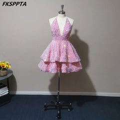 Homecoming Dresses: Prom Dresses Backless Tiered Skirt Stretchable Sequins