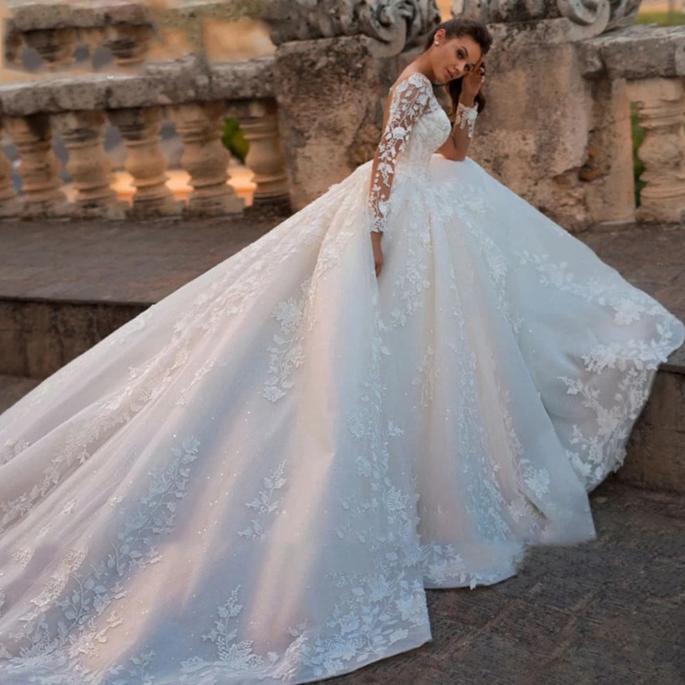 White Bridesmaid Dresses: Elegant Wedding Dresses Illusion Long Sleeve White Ivory