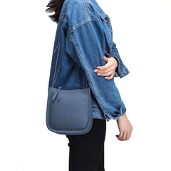 Women Genuine Leather One Shoulder Bucket Bag Luxury Cowhide Crossbody Bag