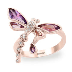 Women Ladies Ring Romantic Beautiful Lovely Dragonfly Insect Rose Gold Color