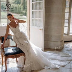 White Bridesmaid Dresses: Wedding Dress Appliques Detachable Train Princess