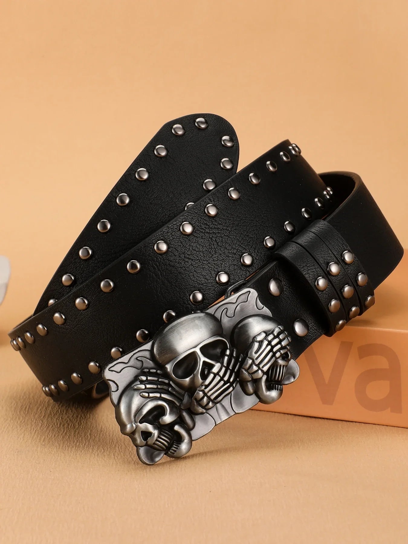 New Women Belt High Quality Luxury Brand Punk Goth Rivet Black Jeans Unisex Men Belt Paw Skull Buckle belt Unisex Waist Belt