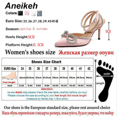 Glitter Rhinestones Women Pumps Crystal Bowknot Satin Lady Silk High Heels